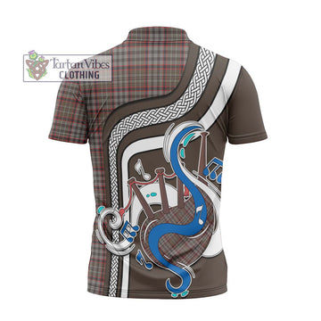 Nicolson Hunting Weathered Tartan Zipper Polo Shirt with Epic Bagpipe Style