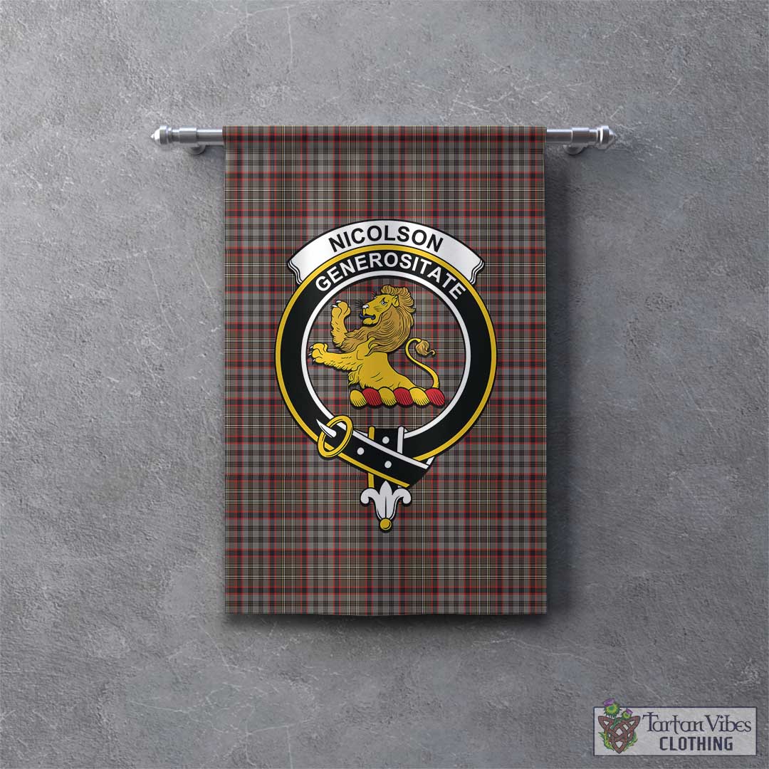 Tartan Vibes Clothing Nicolson Hunting Weathered Tartan Gonfalon, Tartan Banner with Family Crest