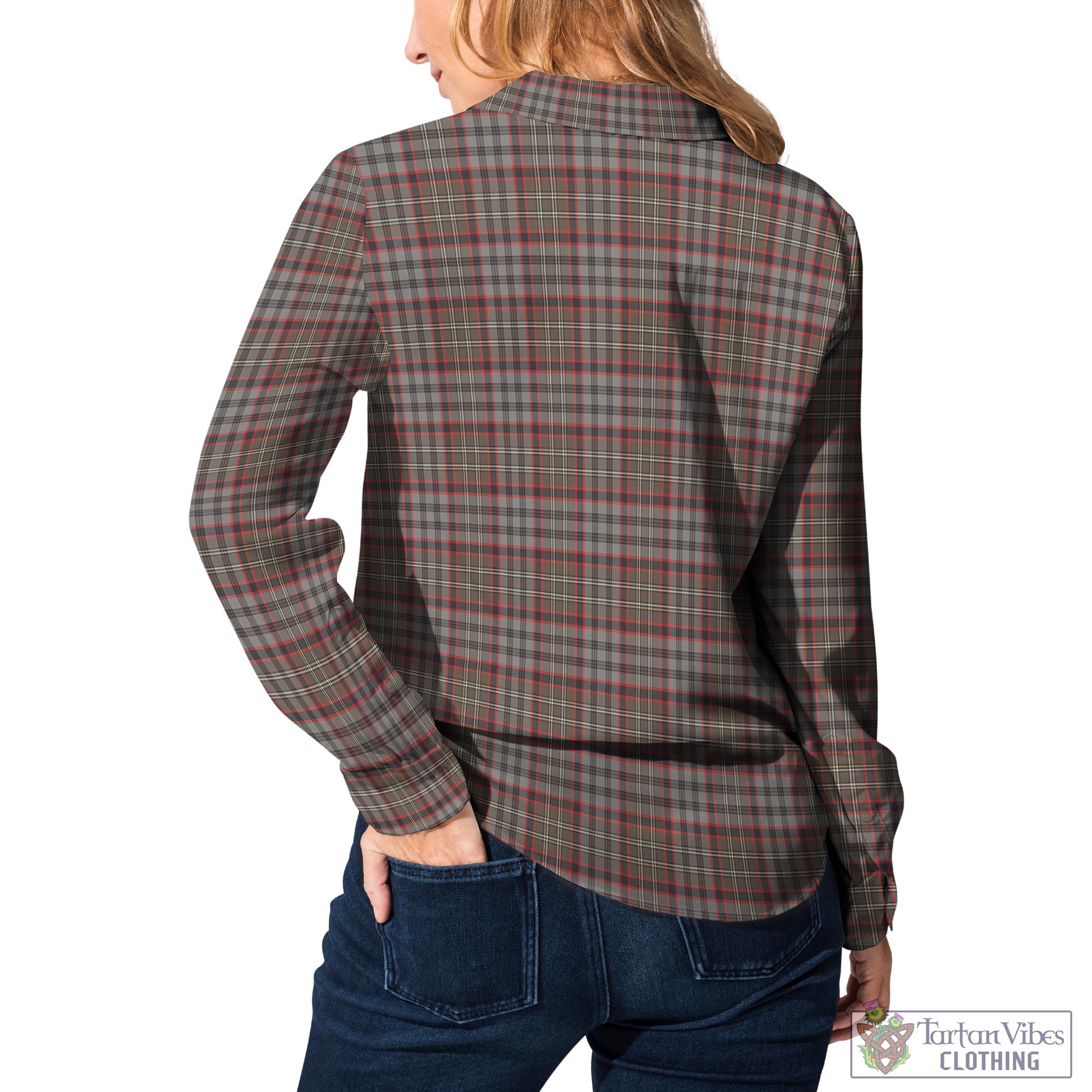 Tartan Vibes Clothing Nicolson Hunting Weathered Tartan Womens Casual Shirt with Family Crest