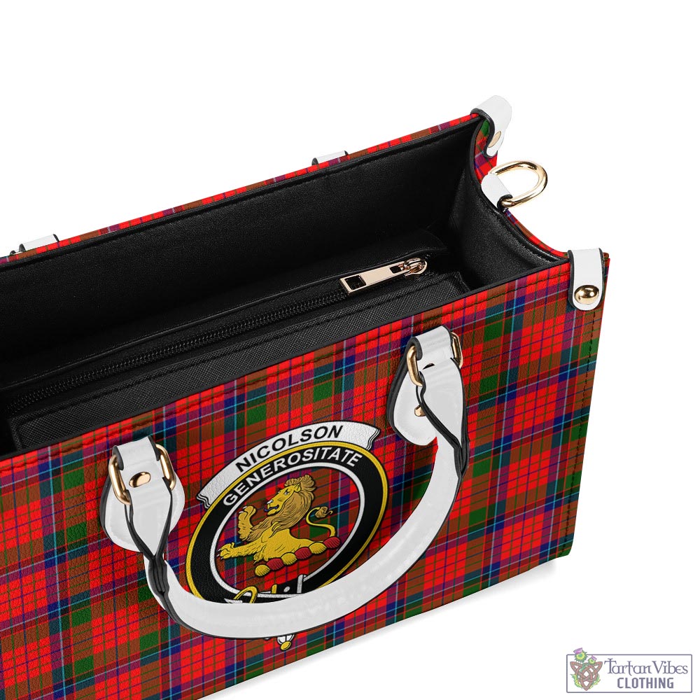 Tartan Vibes Clothing Nicolson Modern Tartan Luxury Leather Handbags with Family Crest