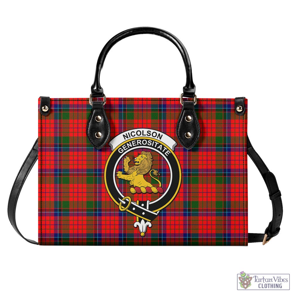 Tartan Vibes Clothing Nicolson Modern Tartan Luxury Leather Handbags with Family Crest