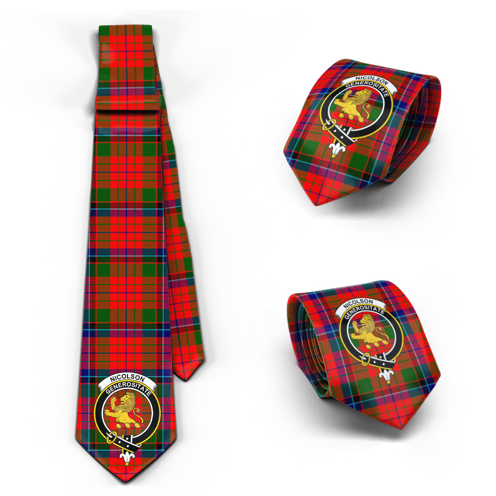 Nicolson Modern Tartan Classic Necktie with Family Crest Necktie One Size - Tartan Vibes Clothing