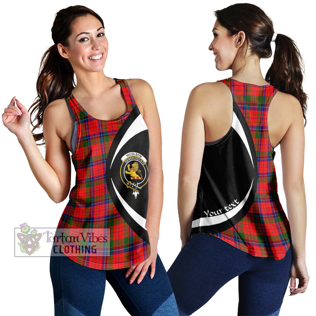 Nicolson Modern Tartan Women's Racerback Tanks with Family Crest Circle Style 4XL - Tartan Vibes Clothing