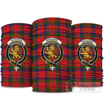 Nicolson Modern Tartan Neck Gaiters, Tartan Bandanas, Tartan Head Band with Family Crest