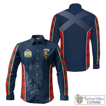 Nicolson Modern Tartan Long Sleeve Button Up Shirt with Family Crest and Scottish Thistle Vibes Sport Style