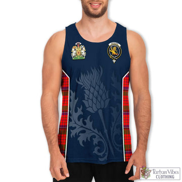 Nicolson Modern Tartan Men's Tanks Top with Family Crest and Scottish Thistle Vibes Sport Style