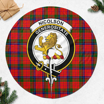 Nicolson Modern Tartan Christmas Tree Skirt with Family Crest