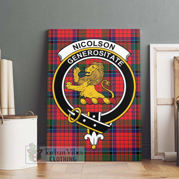 Nicolson Modern Tartan Canvas Print Wall Art with Family Crest