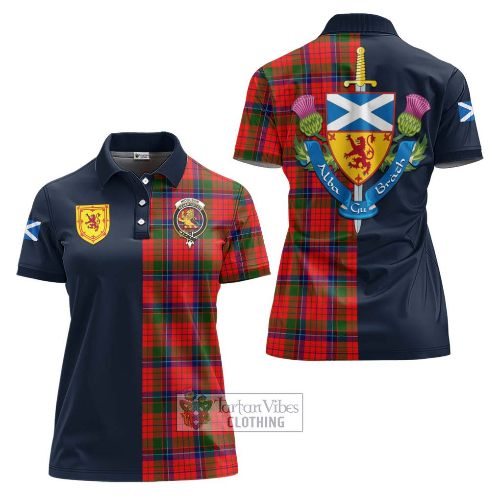 Tartan Vibes Clothing Nicolson Modern Tartan Women's Polo Shirt with Scottish Lion Royal Arm Half Style