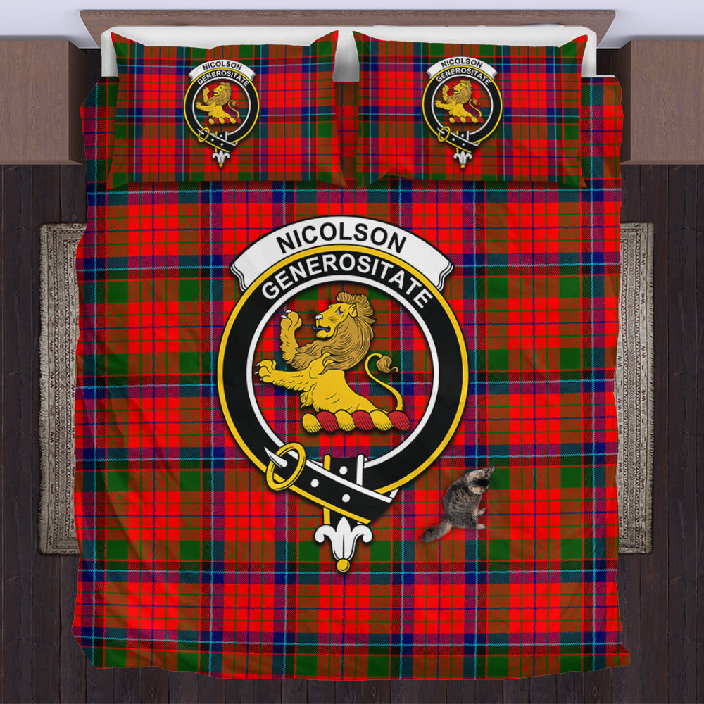 Nicolson Modern Tartan Bedding Set with Family Crest US Bedding Set - Tartan Vibes Clothing