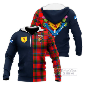 Nicolson Modern Tartan Knitted Hoodie Alba with Scottish Lion Royal Arm Half Style