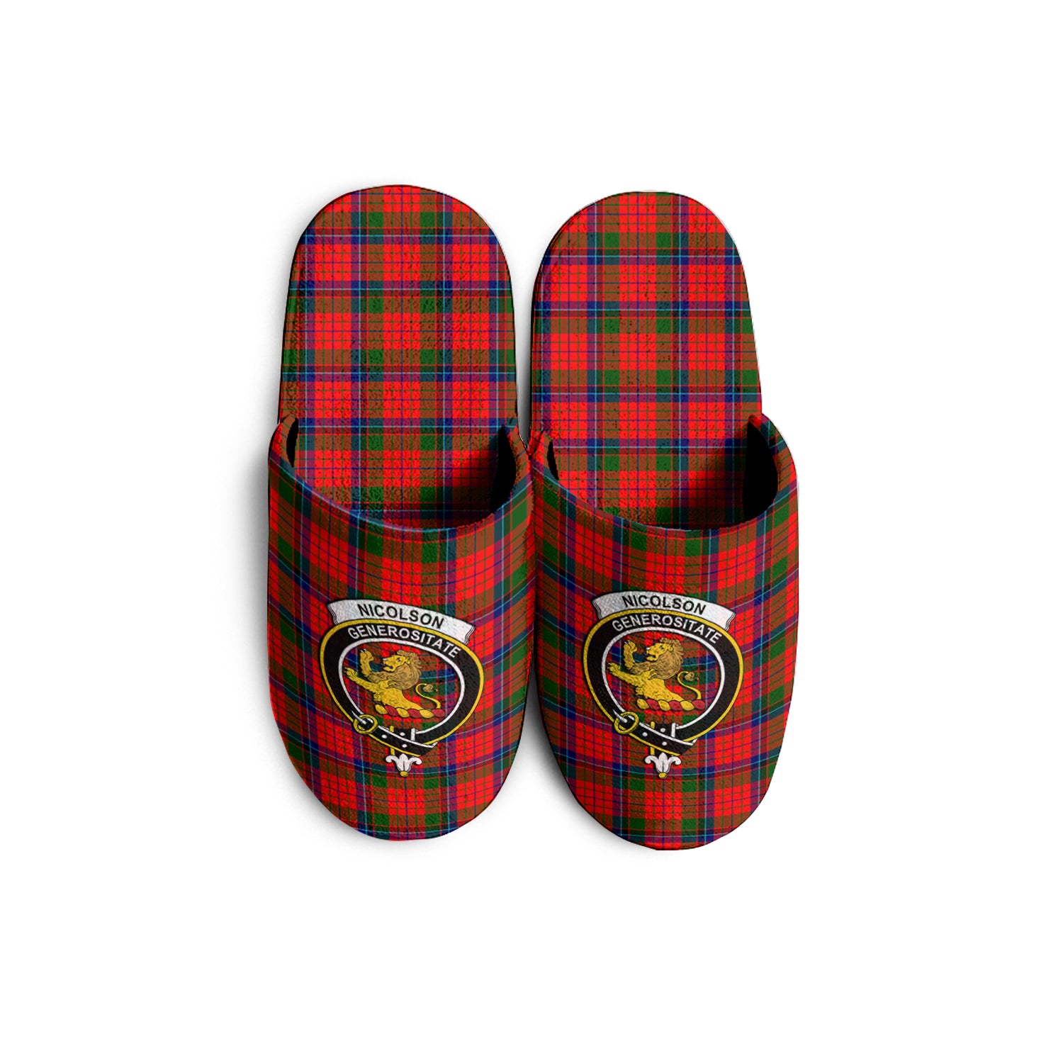 Nicolson Modern Tartan Home Slippers with Family Crest KIDS - Tartan Vibes Clothing