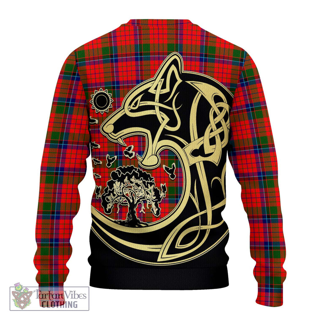 Nicolson Modern Tartan Knitted Sweater with Family Crest Celtic Wolf Style - Tartan Vibes Clothing