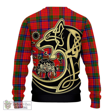 Nicolson Modern Tartan Ugly Sweater with Family Crest Celtic Wolf Style