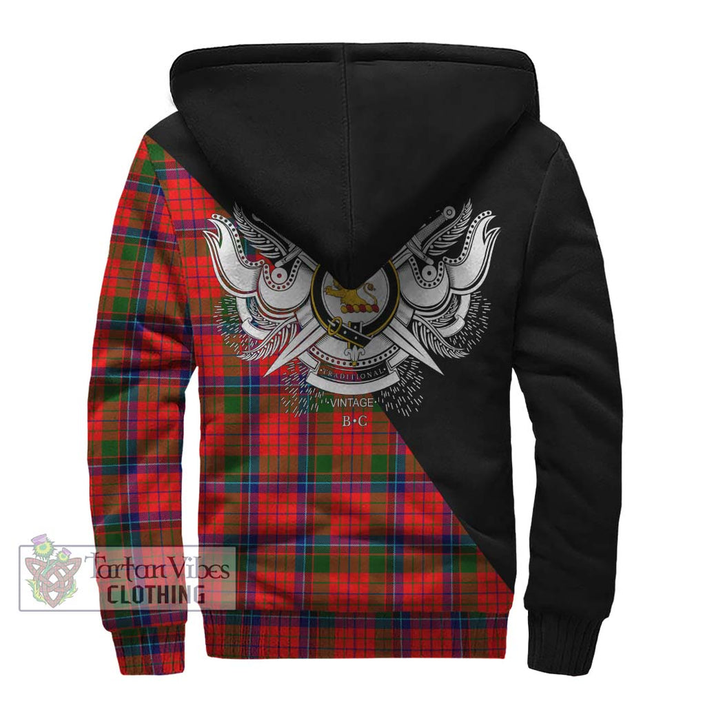 Nicolson Modern Tartan Sherpa Hoodie with Family Crest and Military Logo Style - Tartanvibesclothing Shop