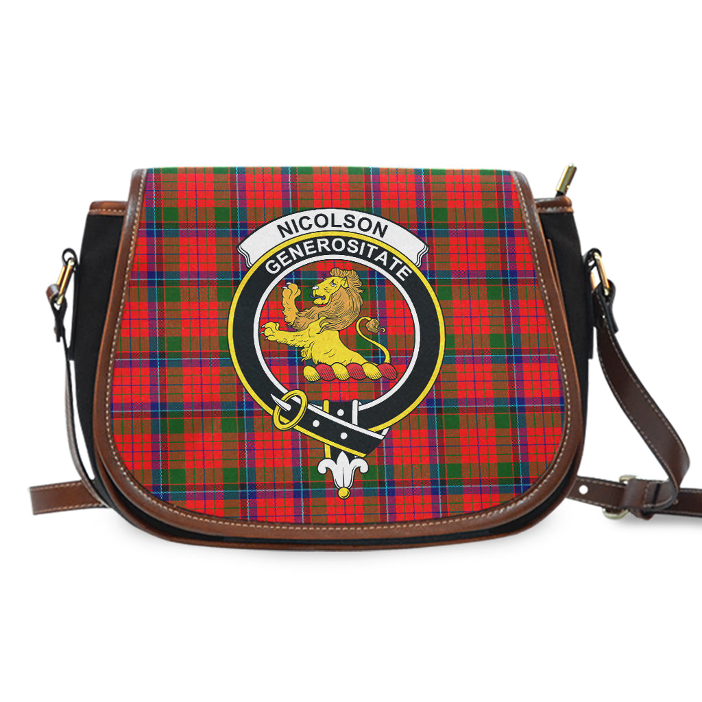 Nicolson Modern Tartan Saddle Bag with Family Crest - Tartan Vibes Clothing