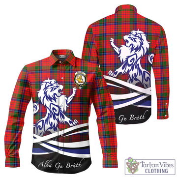 Nicolson Modern Tartan Long Sleeve Button Up Shirt with Alba Gu Brath Regal Lion Emblem