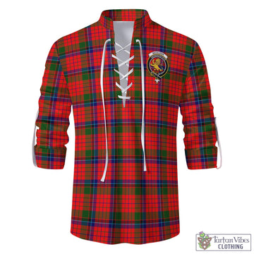 Nicolson Modern Tartan Men's Scottish Traditional Jacobite Ghillie Kilt Shirt with Family Crest