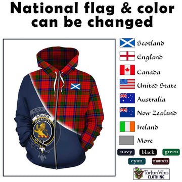 Nicolson Modern Tartan Hoodie with Personalised National Flag and Family Crest Half Style