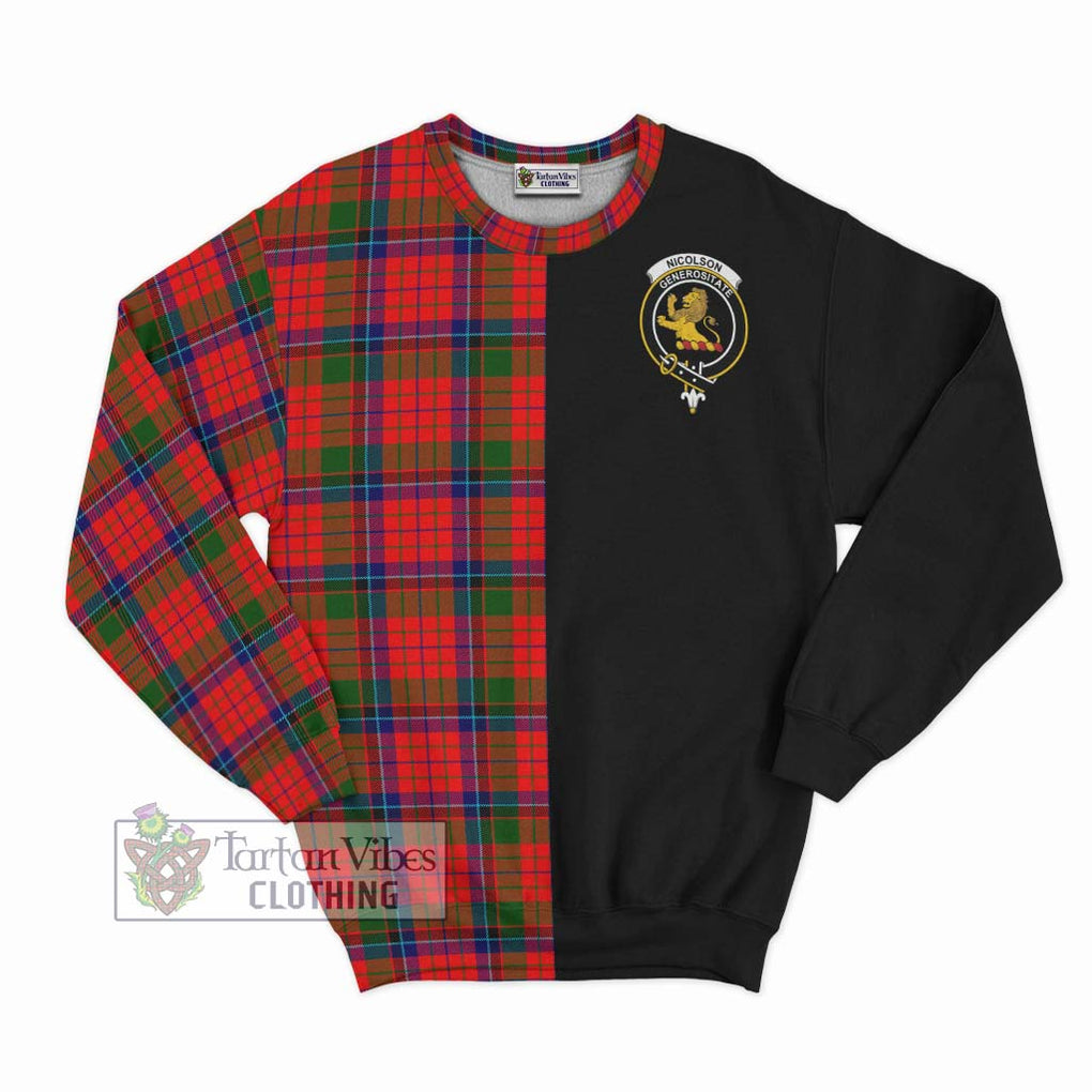 Nicolson Modern Tartan Sweatshirt with Family Crest and Half Of Me Style - Tartanvibesclothing Shop