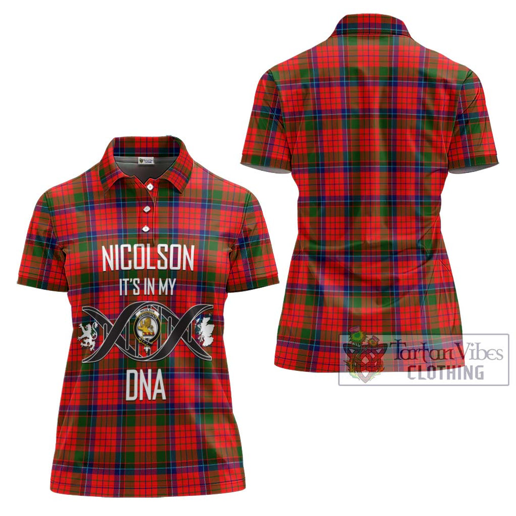 Nicolson Modern Tartan Women's Polo Shirt with Family Crest DNA In Me Style - Tartanvibesclothing Shop