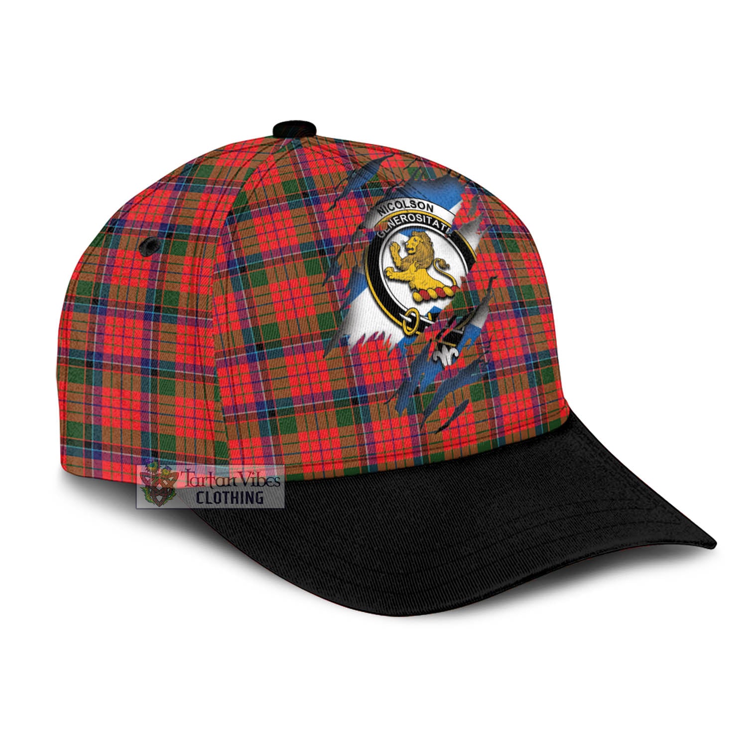 Tartan Vibes Clothing Nicolson Modern Tartan Classic Cap with Family Crest In Me Style