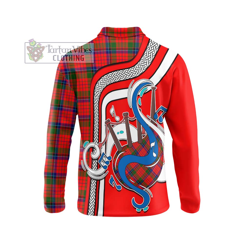 Tartan Vibes Clothing Nicolson Modern Tartan Long Sleeve Polo Shirt with Epic Bagpipe Style