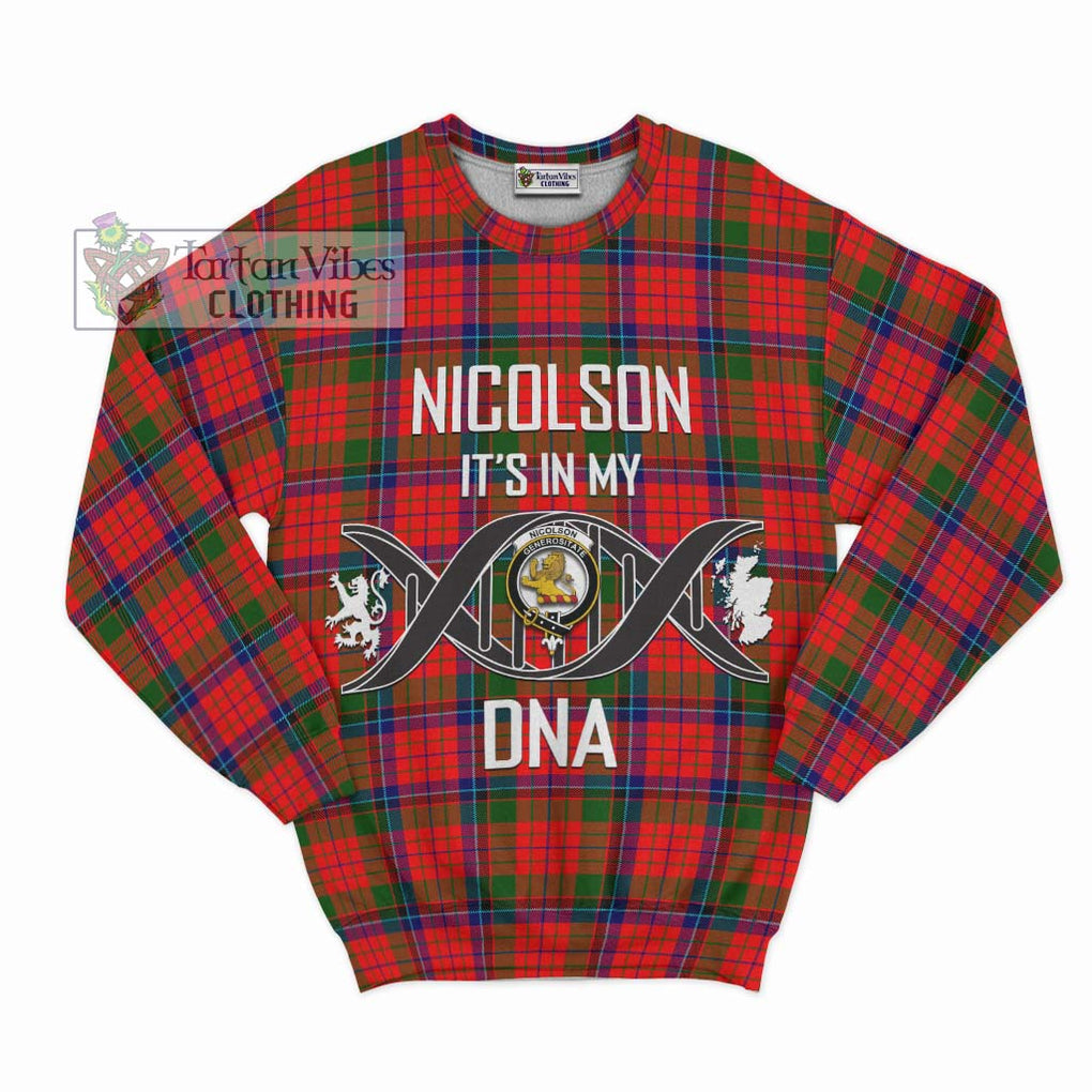 Nicolson Modern Tartan Sweatshirt with Family Crest DNA In Me Style - Tartanvibesclothing Shop