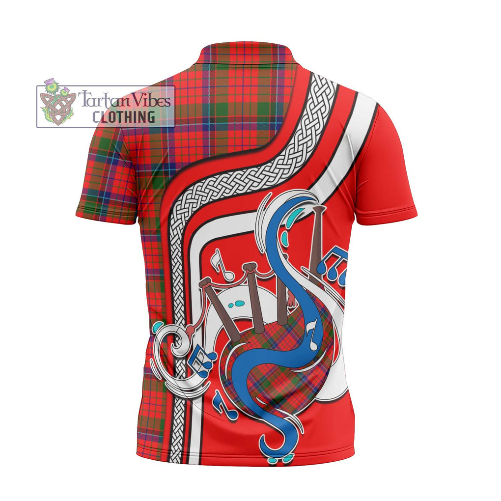 Nicolson Modern Tartan Zipper Polo Shirt with Epic Bagpipe Style - Tartanvibesclothing Shop