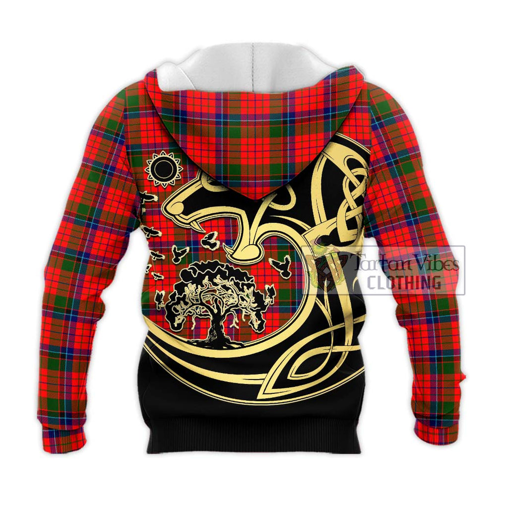 Nicolson Modern Tartan Knitted Hoodie with Family Crest Celtic Wolf Style - Tartan Vibes Clothing