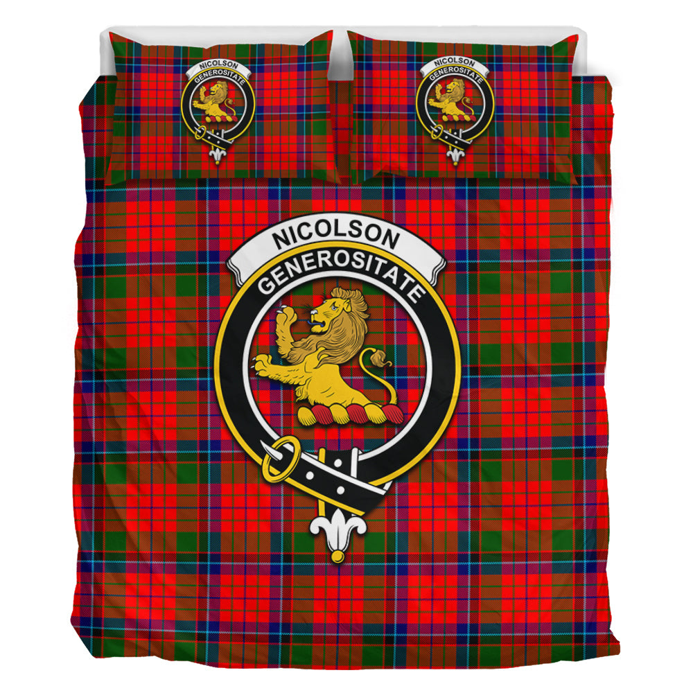 Nicolson Modern Tartan Bedding Set with Family Crest - Tartan Vibes Clothing