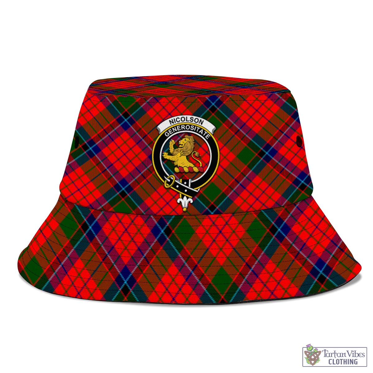 Tartan Vibes Clothing Nicolson Modern Tartan Bucket Hat with Family Crest