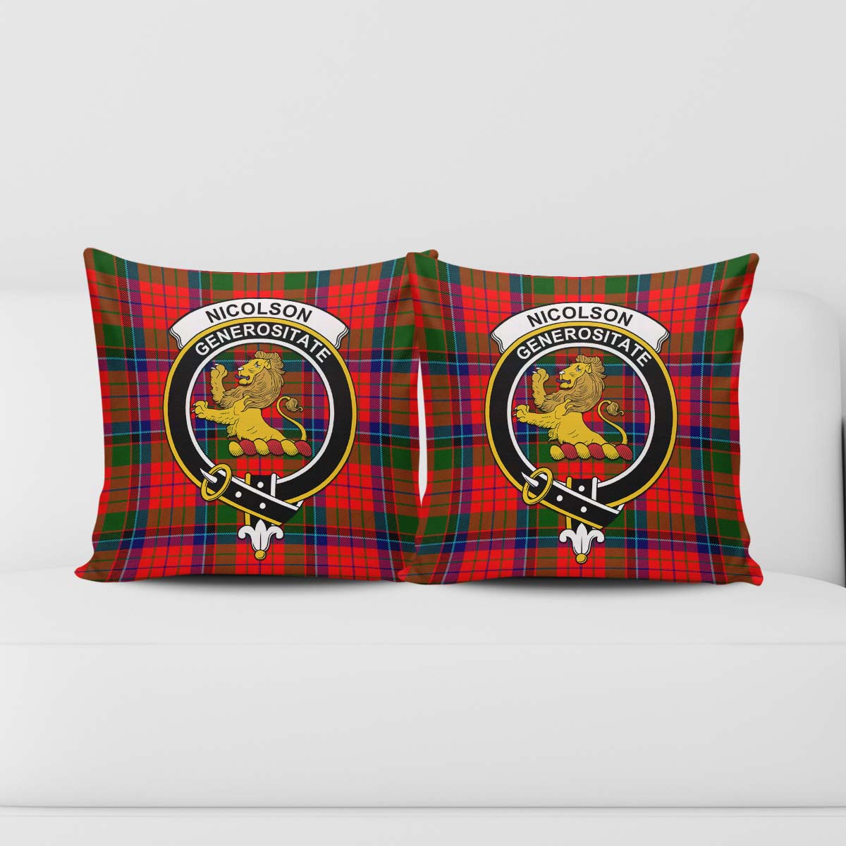 Nicolson Modern Tartan Pillow Cover with Family Crest - Tartanvibesclothing