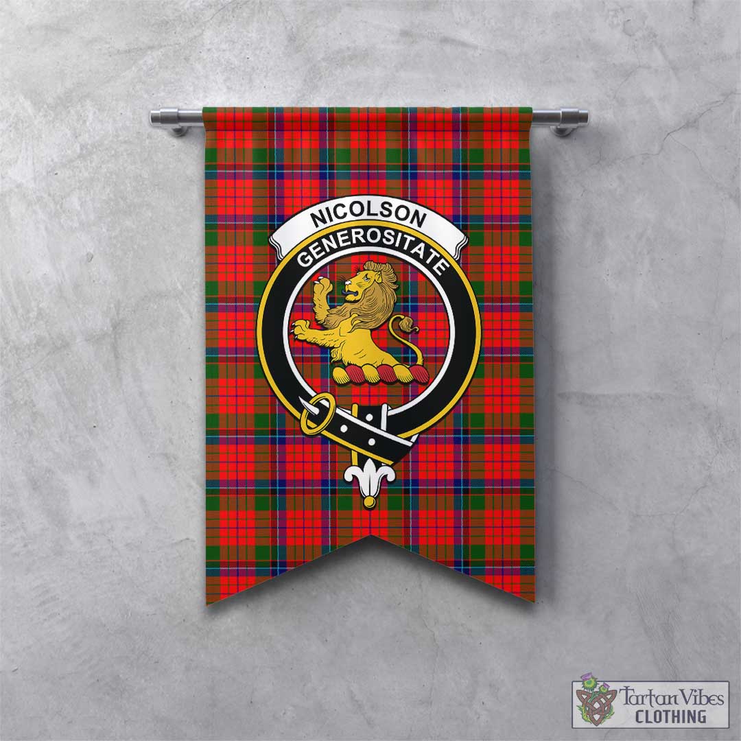 Tartan Vibes Clothing Nicolson Modern Tartan Gonfalon, Tartan Banner with Family Crest