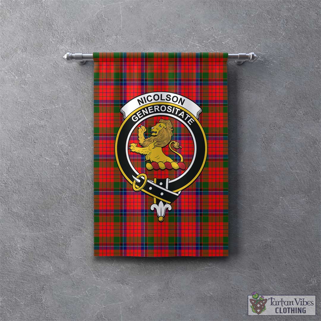 Tartan Vibes Clothing Nicolson Modern Tartan Gonfalon, Tartan Banner with Family Crest