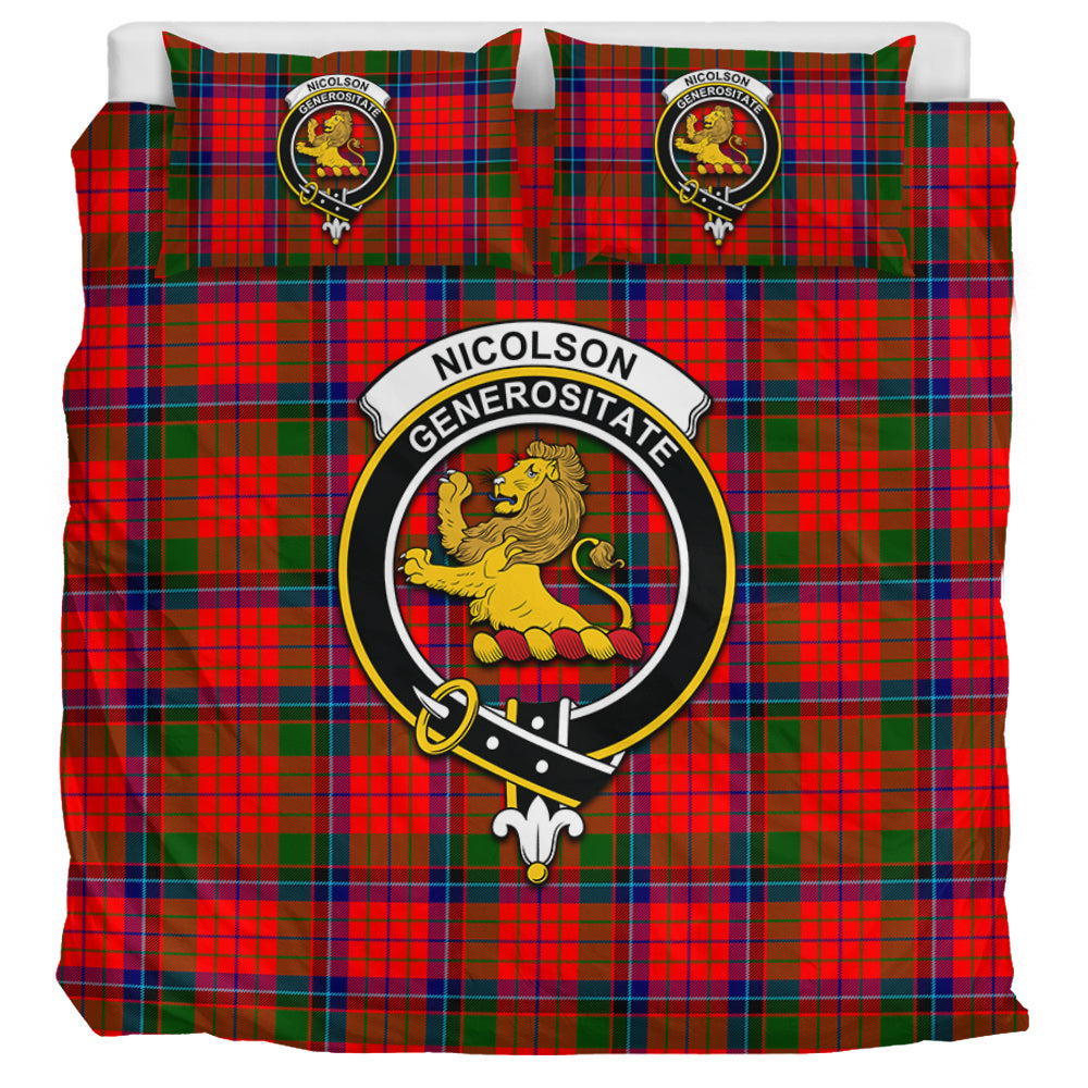 Nicolson Modern Tartan Bedding Set with Family Crest UK Bedding Set UK Super King 104*94 inch - Tartan Vibes Clothing