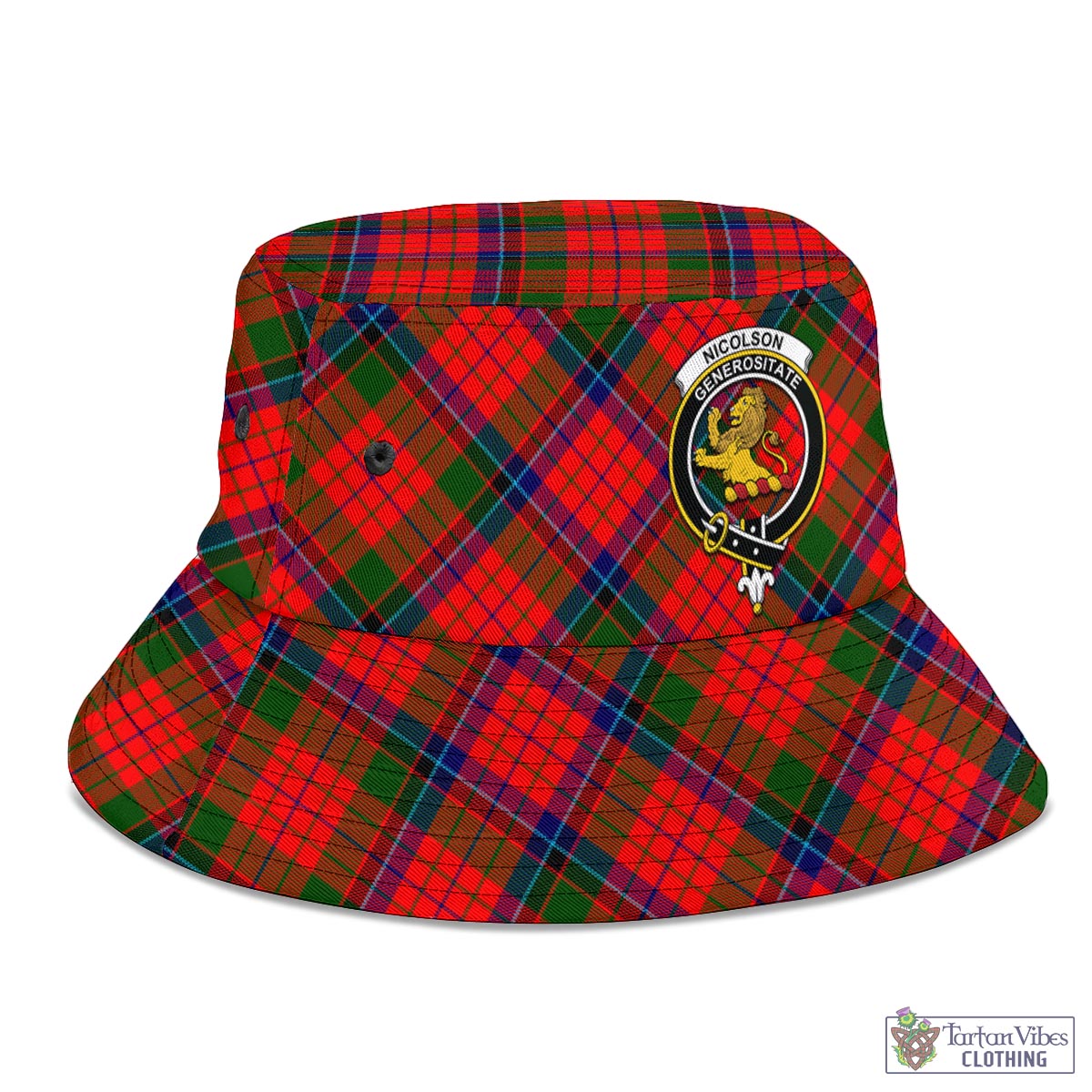 Tartan Vibes Clothing Nicolson Modern Tartan Bucket Hat with Family Crest