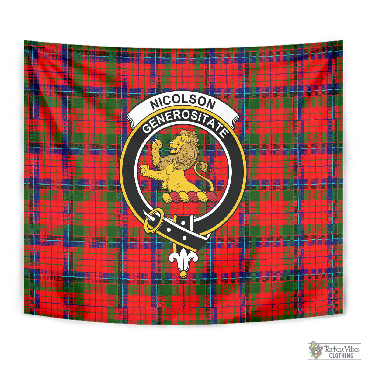 Tartan Vibes Clothing Nicolson Modern Tartan Tapestry Wall Hanging and Home Decor for Room with Family Crest