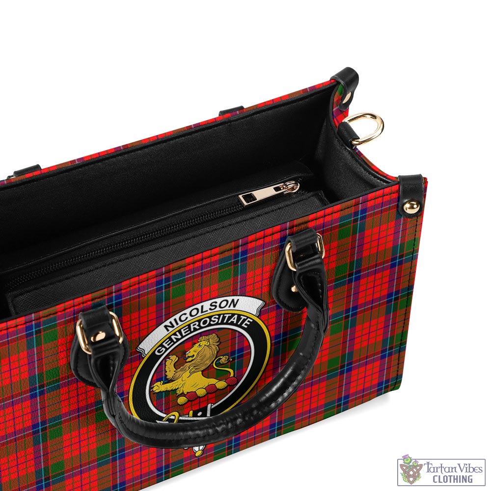 Tartan Vibes Clothing Nicolson Modern Tartan Luxury Leather Handbags with Family Crest