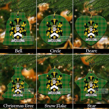 Noble Irish Clan Tartan Christmas Ceramic Ornament with Coat of Arms