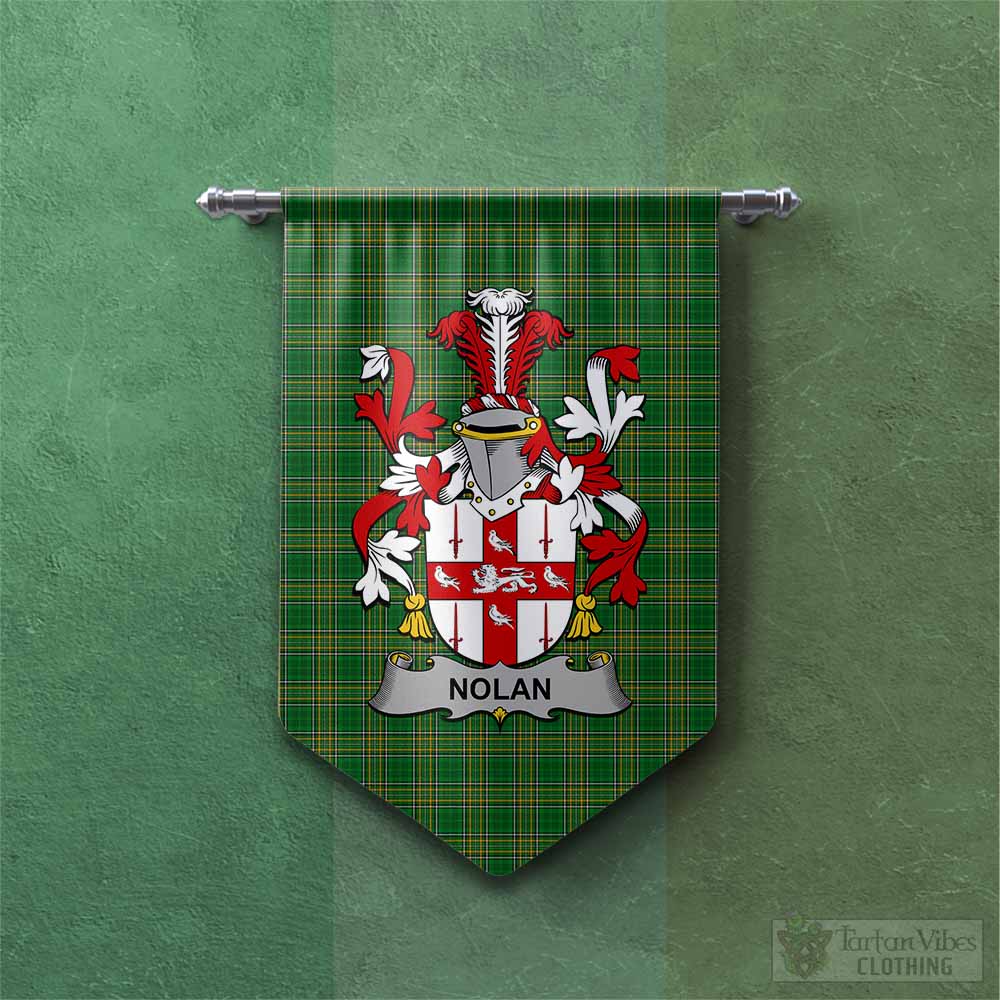 Nolan Irish Clan Tartan Gonfalon, Tartan Banner with Coat of Arms Chevron - Tartan Vibes Clothing