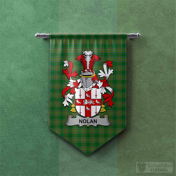 Nolan Irish Clan Tartan Gonfalon, Tartan Banner with Coat of Arms Chevron - Tartan Vibes Clothing