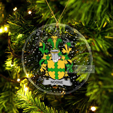 Noone Irish Clan Christmas Glass Ornament with Coat of Arms