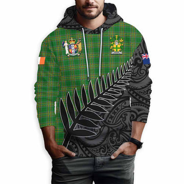 Noone Irish Clan Tartan Hoodie with Coat of Arms New Zealand Silver Fern Half Style Pullover Hoodie - Tartan Vibes Clothing