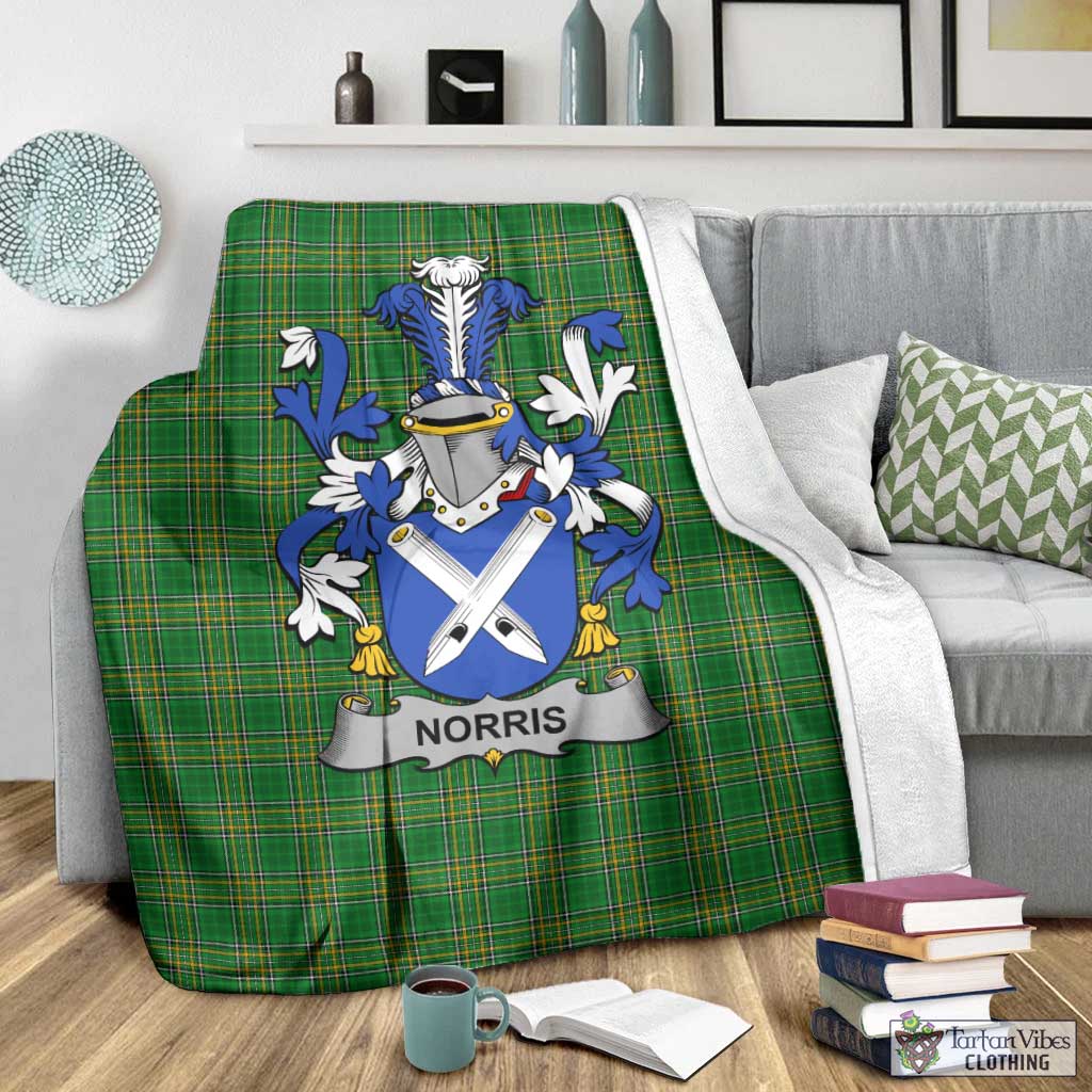 Tartan Vibes Clothing Norris Irish Clan Tartan Blanket with Coat of Arms