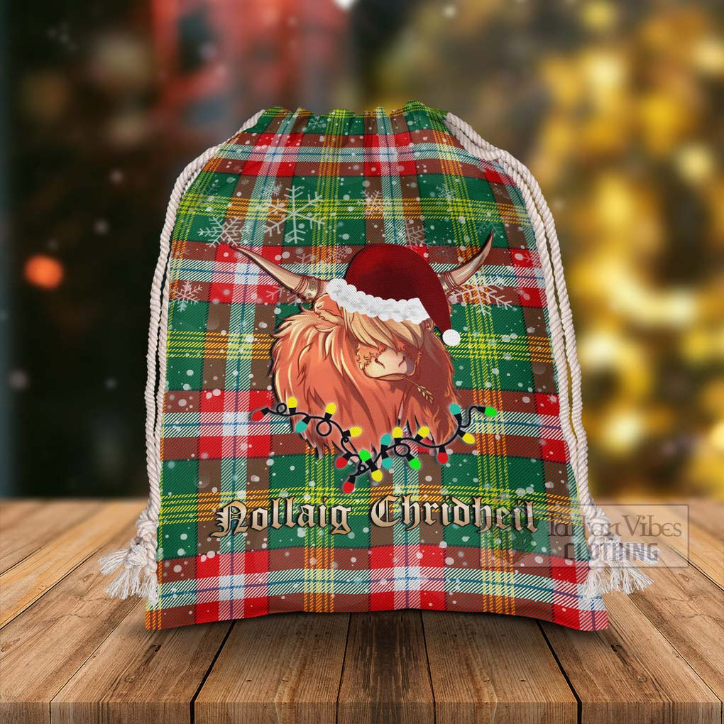 Tartan Vibes Clothing Northwest Territories Canada Tartan Christmas Santa's Bag with Highland Cow