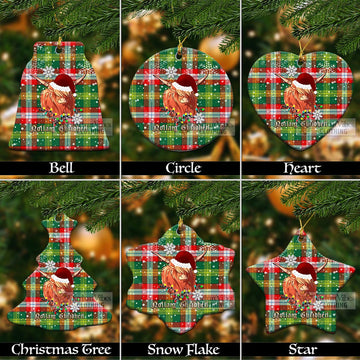 Northwest Territories Canada Clan Tartan Ornament with Christmas Twinkle Highland Cattle