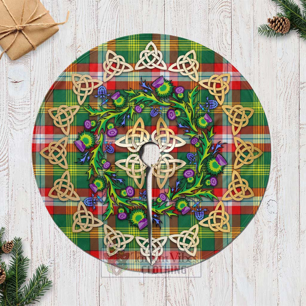 Tartan Vibes Clothing Northwest Territories Canada Tartan Christmas Tree Skirt with Thistle Celtic Knot Style