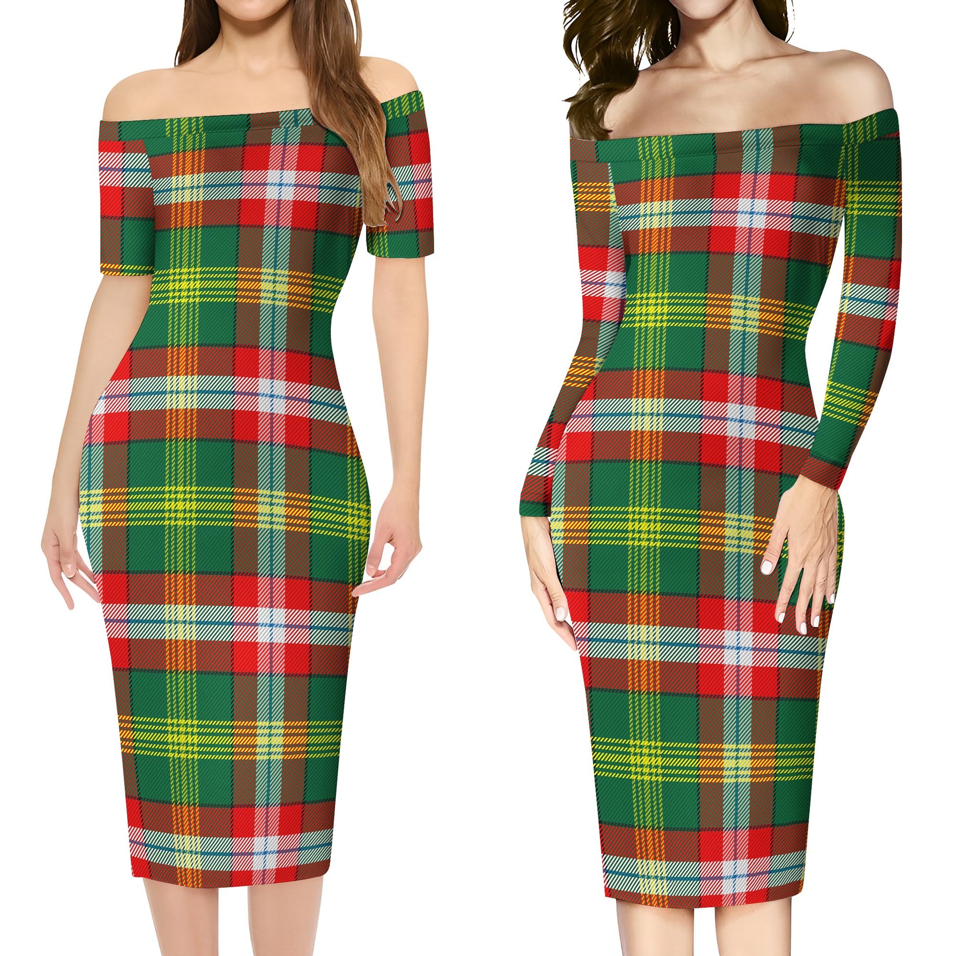 Northwest Territories Canada Tartan Off Shoulder Lady Dress Women's Dress - Tartanvibesclothing