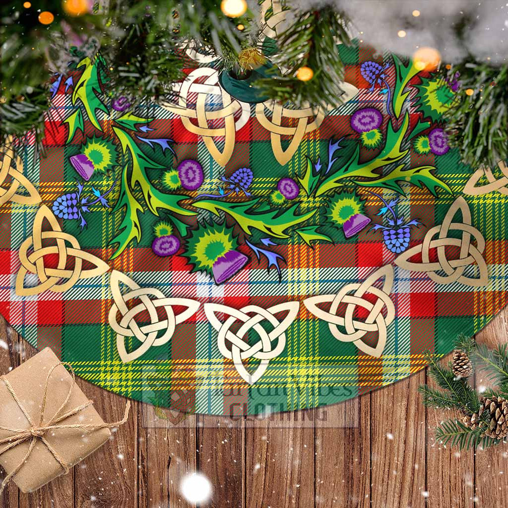 Tartan Vibes Clothing Northwest Territories Canada Tartan Christmas Tree Skirt with Thistle Celtic Knot Style